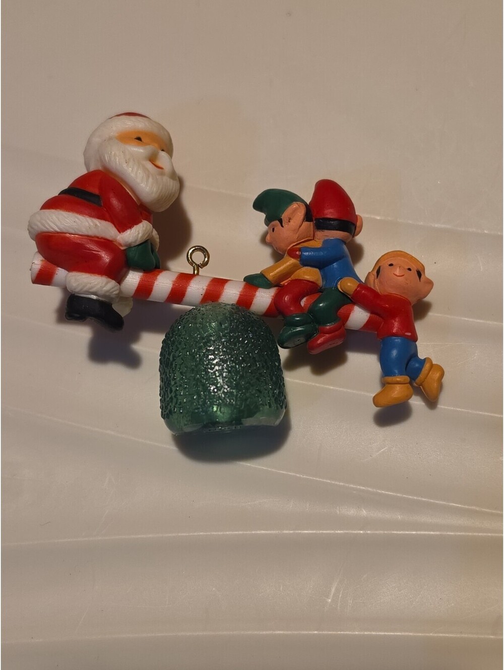 AVON Vintage Christmas Ornament Santa & Elves Gumdrop Candy SeeSaw 1980s VGC!